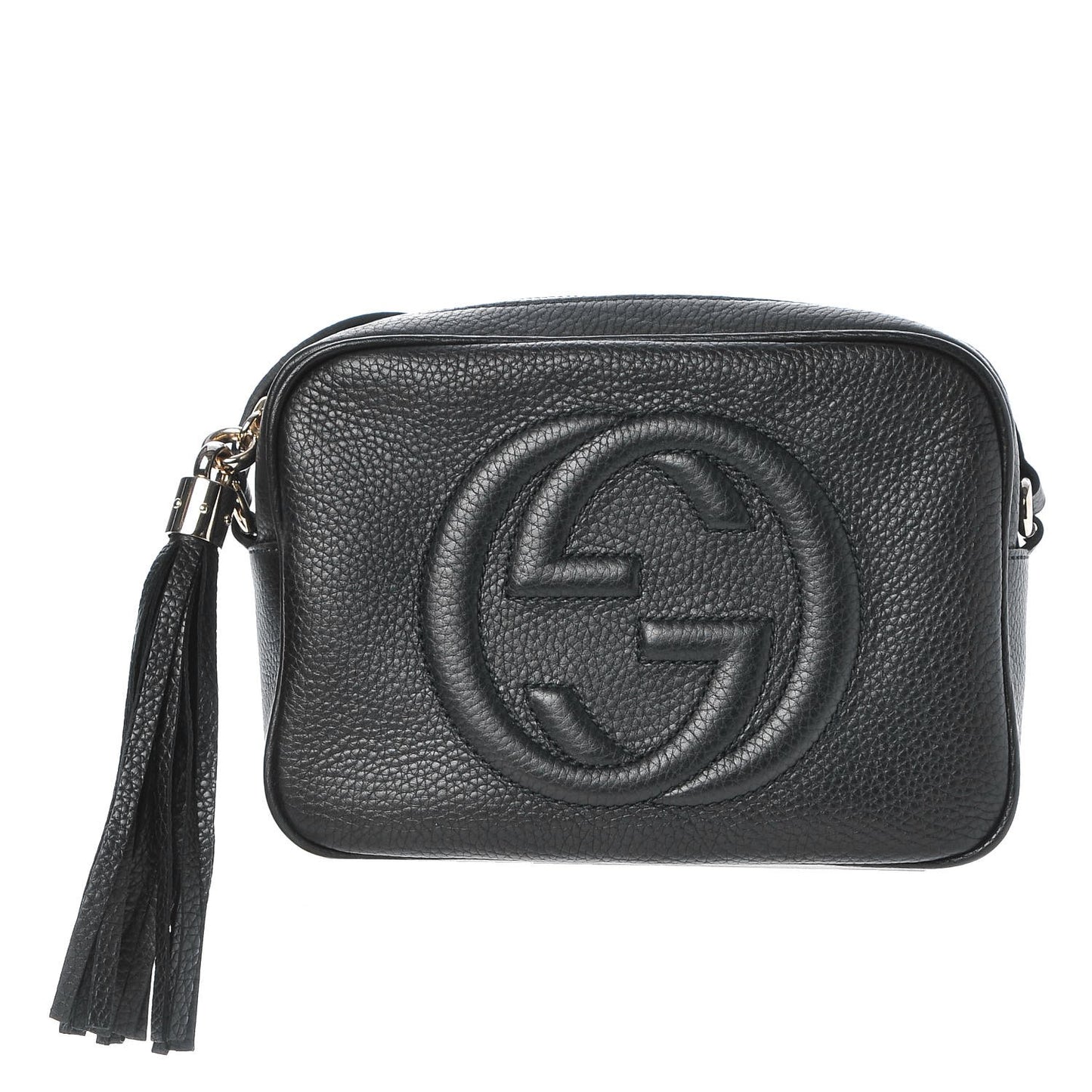 Pebbled Calfskin Small Soho Disco Bag Black