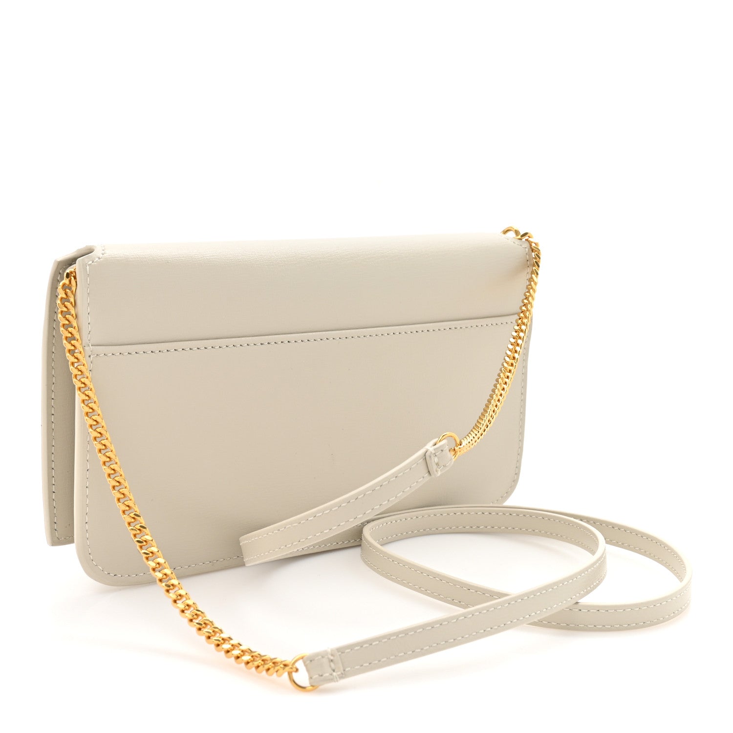 Saint Laurent Smooth Calfskin Monogram Phone Holder Crossbody Crema Soft 2 of 10