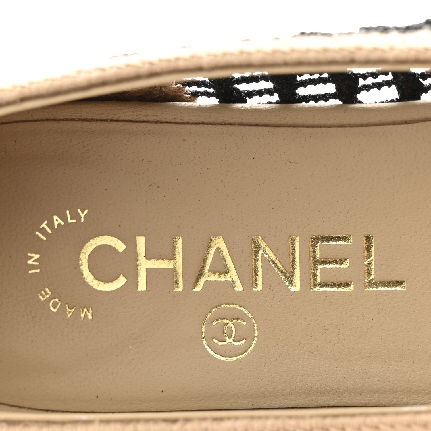 Chanel Raffia Cap Toe Ballerina Flats 38 Black Beige 7 of 11
