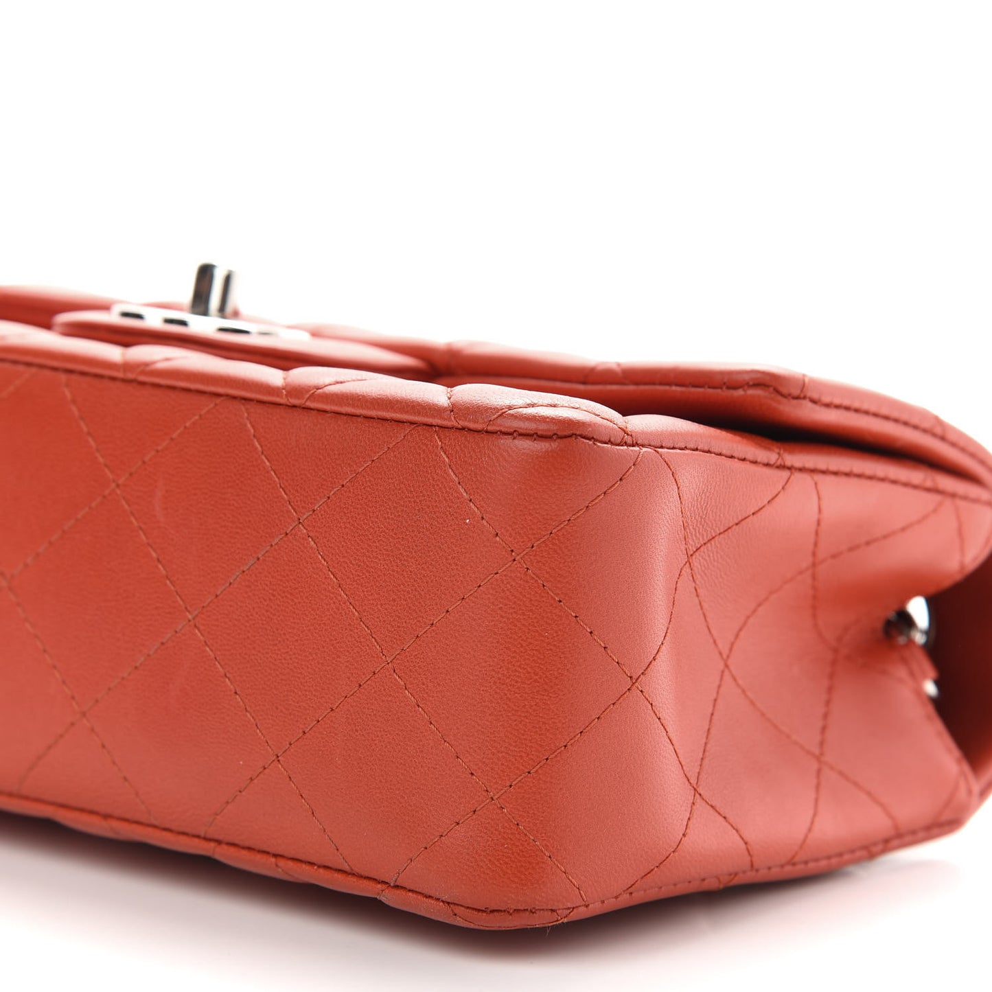 Lambskin Quilted Mini Rectangular Flap Red