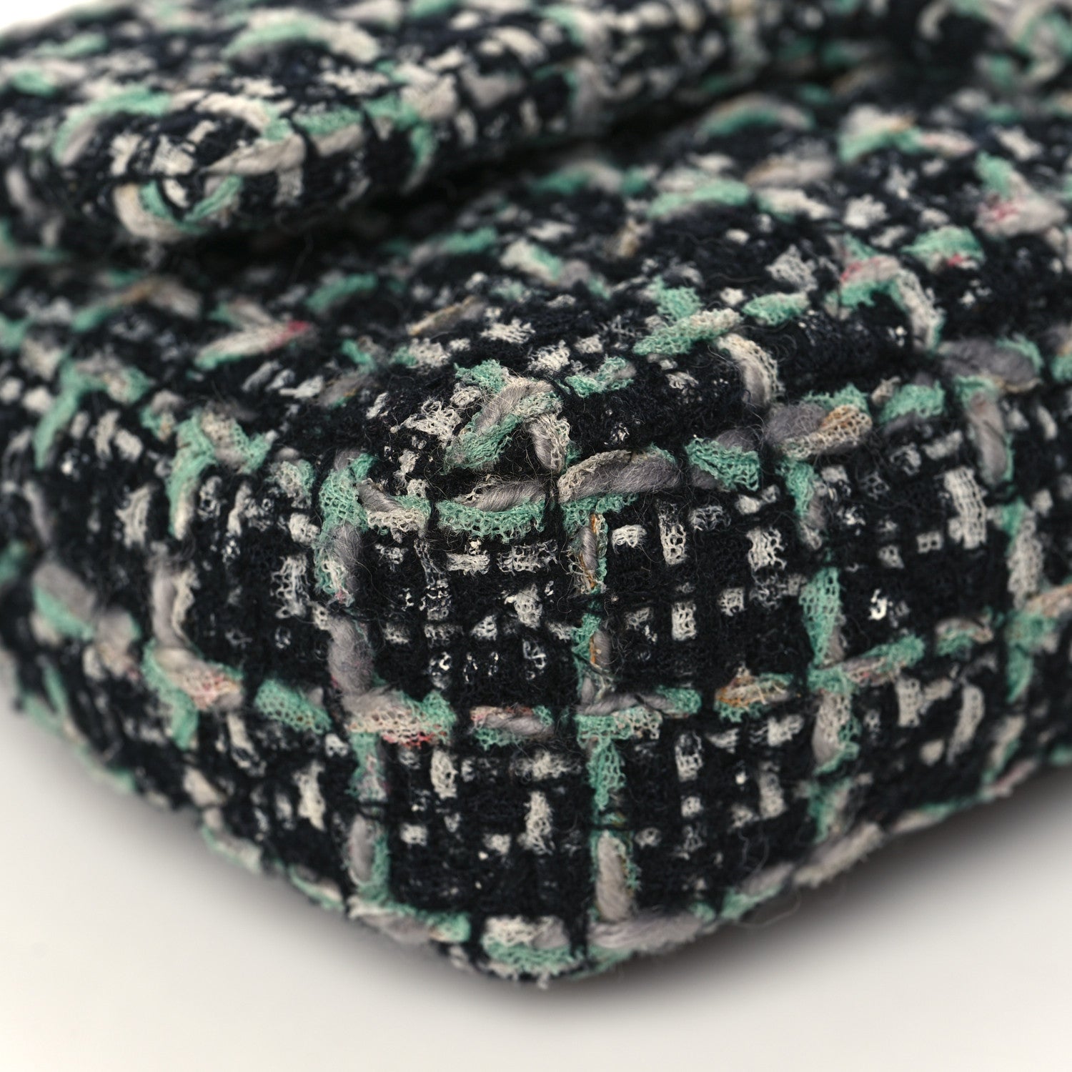 Chanel Tweed Quilted Medium Double Flap Black White Green 8 of 9