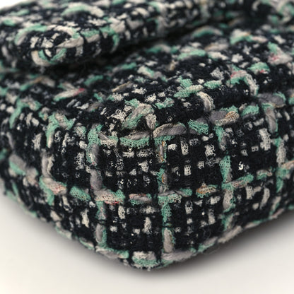 Chanel Tweed Quilted Medium Double Flap Black White Green 8 of 9