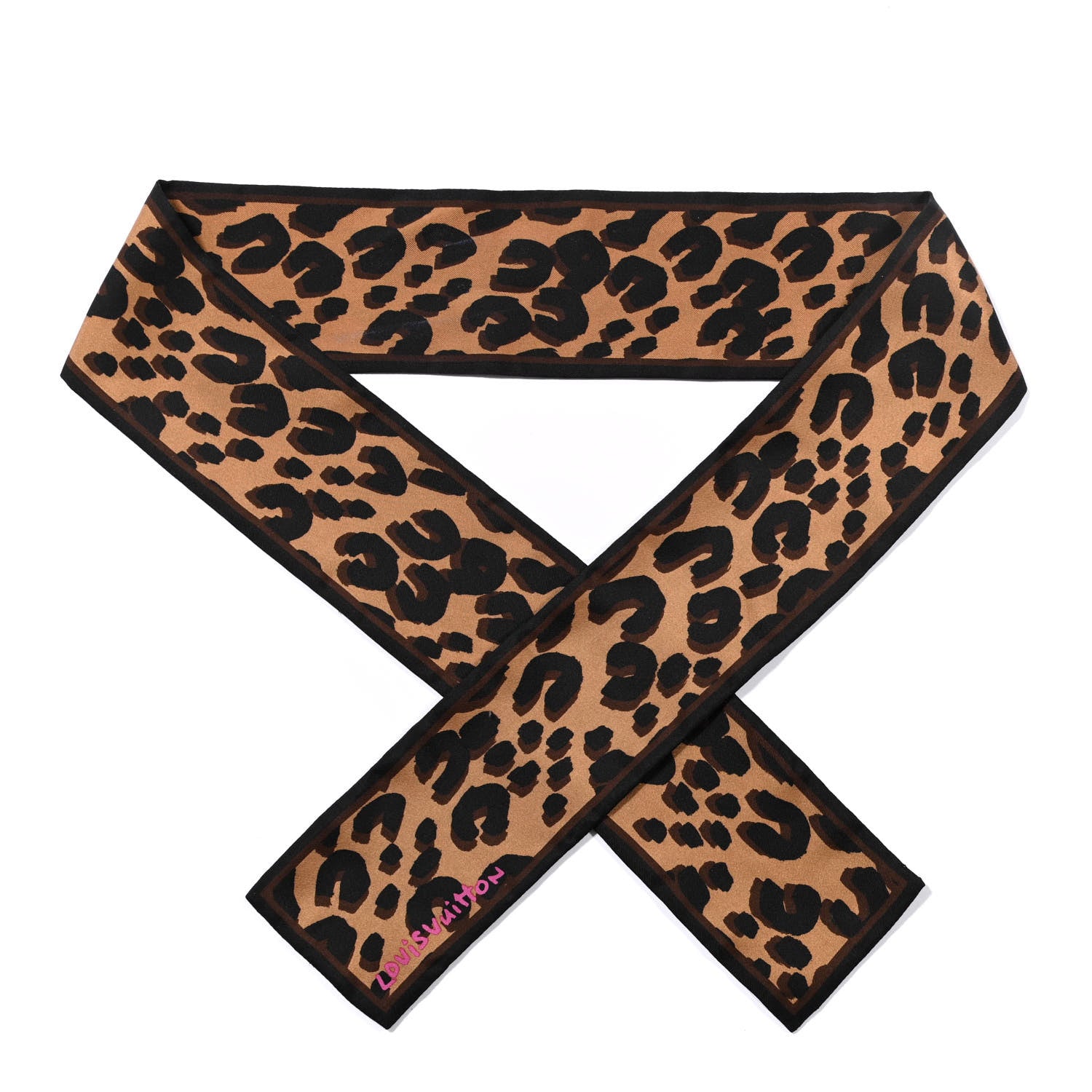 Louis Vuitton Silk Leopard Bandeau Scarf Marron 1 of 5