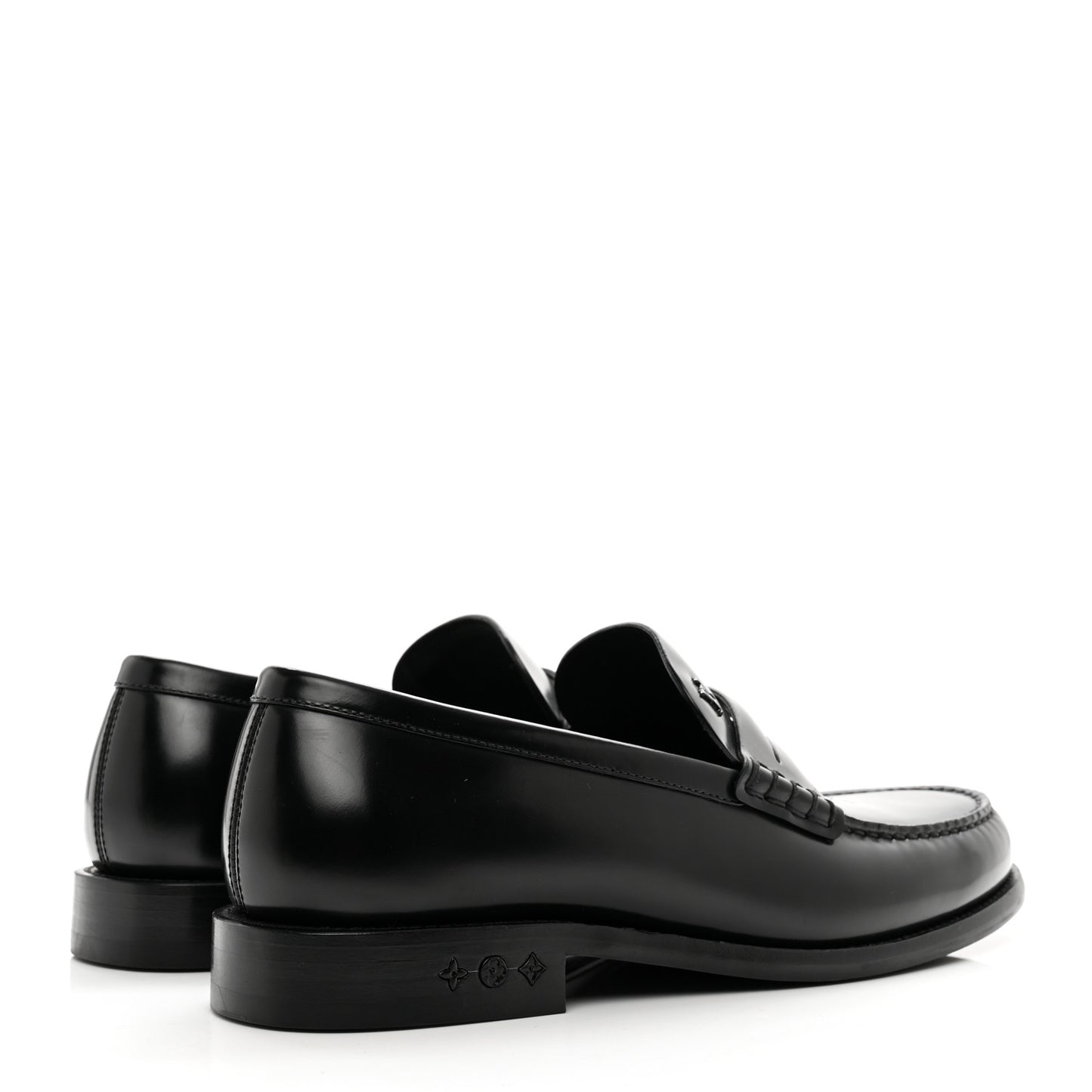 Glazed Calfskin Mens Louis Loafers 8.5 Black