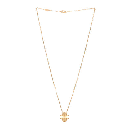 Van Cleef & Arpels 18K Yellow Gold Guilloche Vintage Alhambra Pendant Necklace 3 of 5