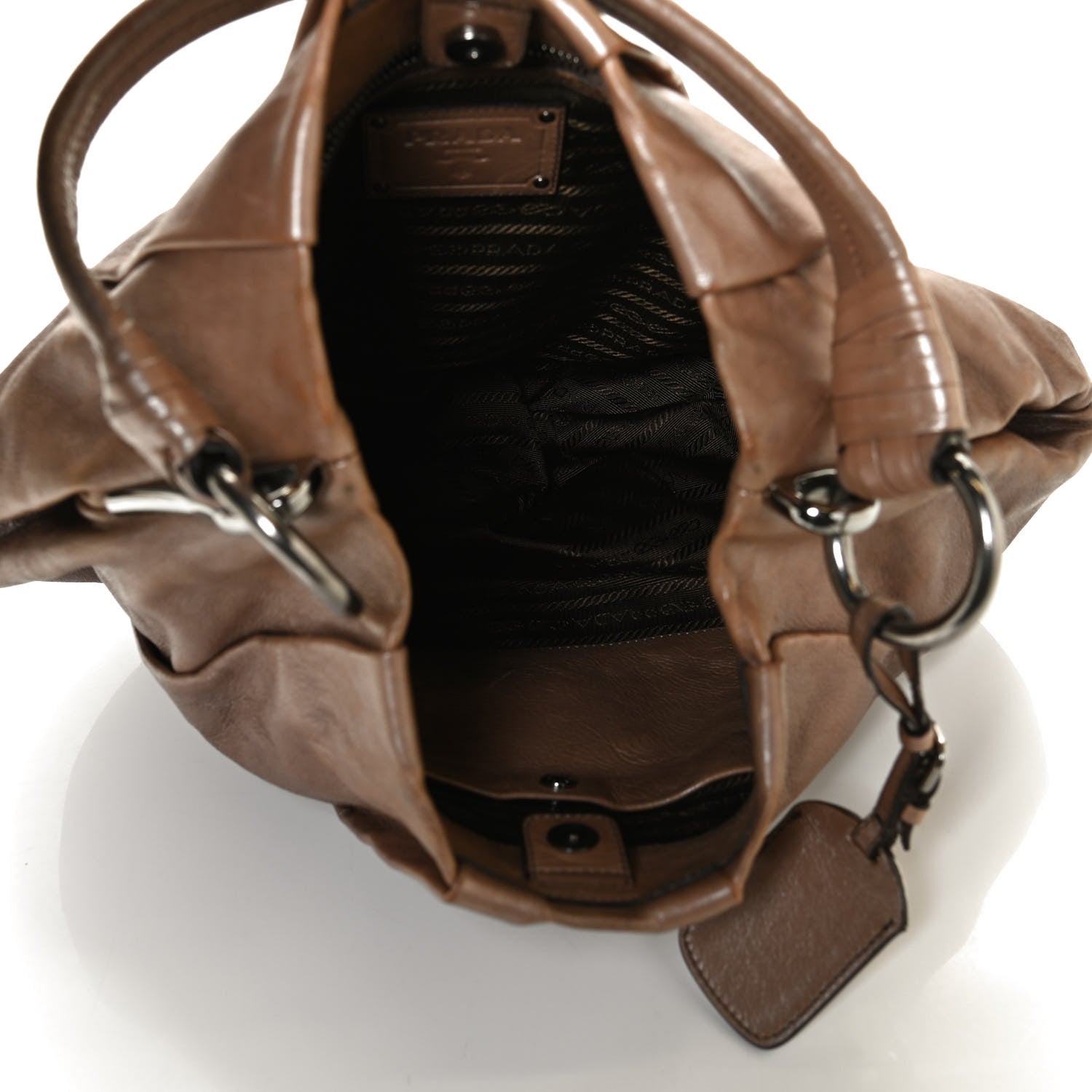 Prada Glace Calf Sfumata Pleated Hobo 5 of 11