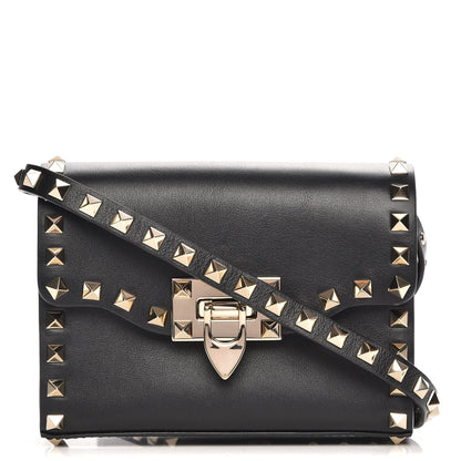Valentino Garavani Vitello Mini Rockstud Flip Lock Crossbody Bag Black 1 of 6