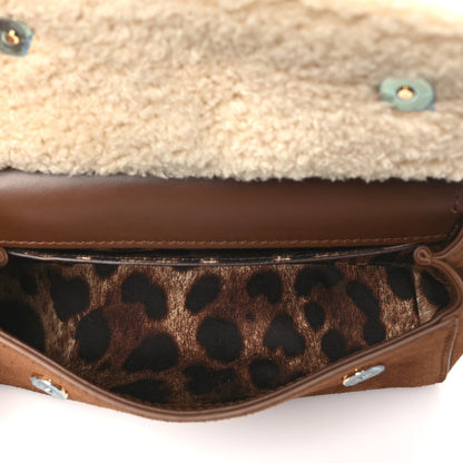 Dolce & Gabbana Suede Shearling Small Miss Sicily Satchel Marrone Caffe Latte 5 of 8