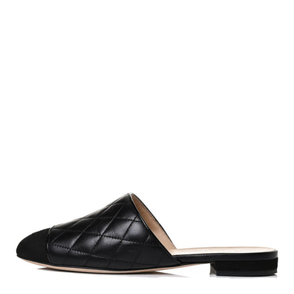 Chanel Kid Suede Quilted Mules 36 Black 1 of 15