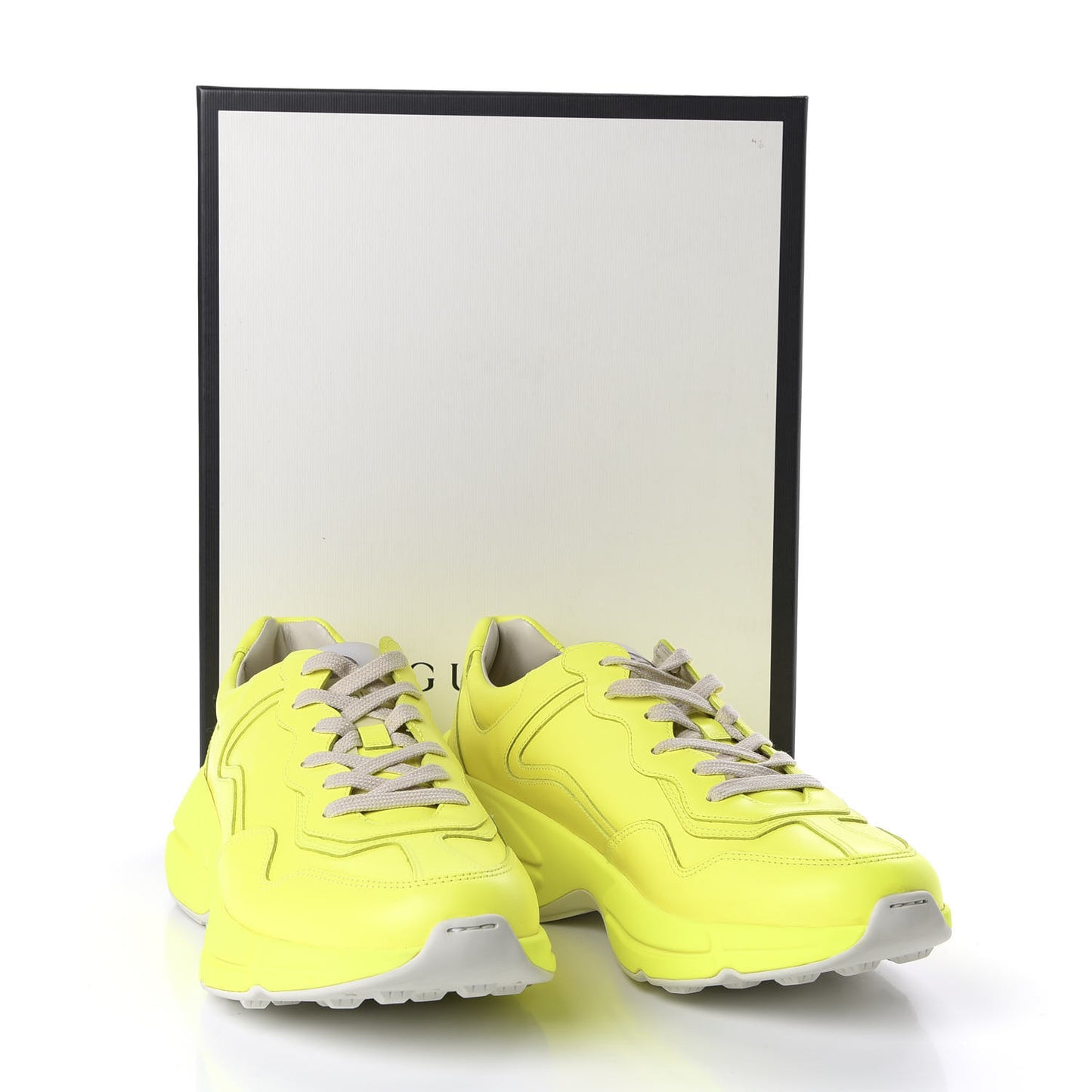 Calfskin Mens Rhyton Sneakers 9 Yellow Fluo
