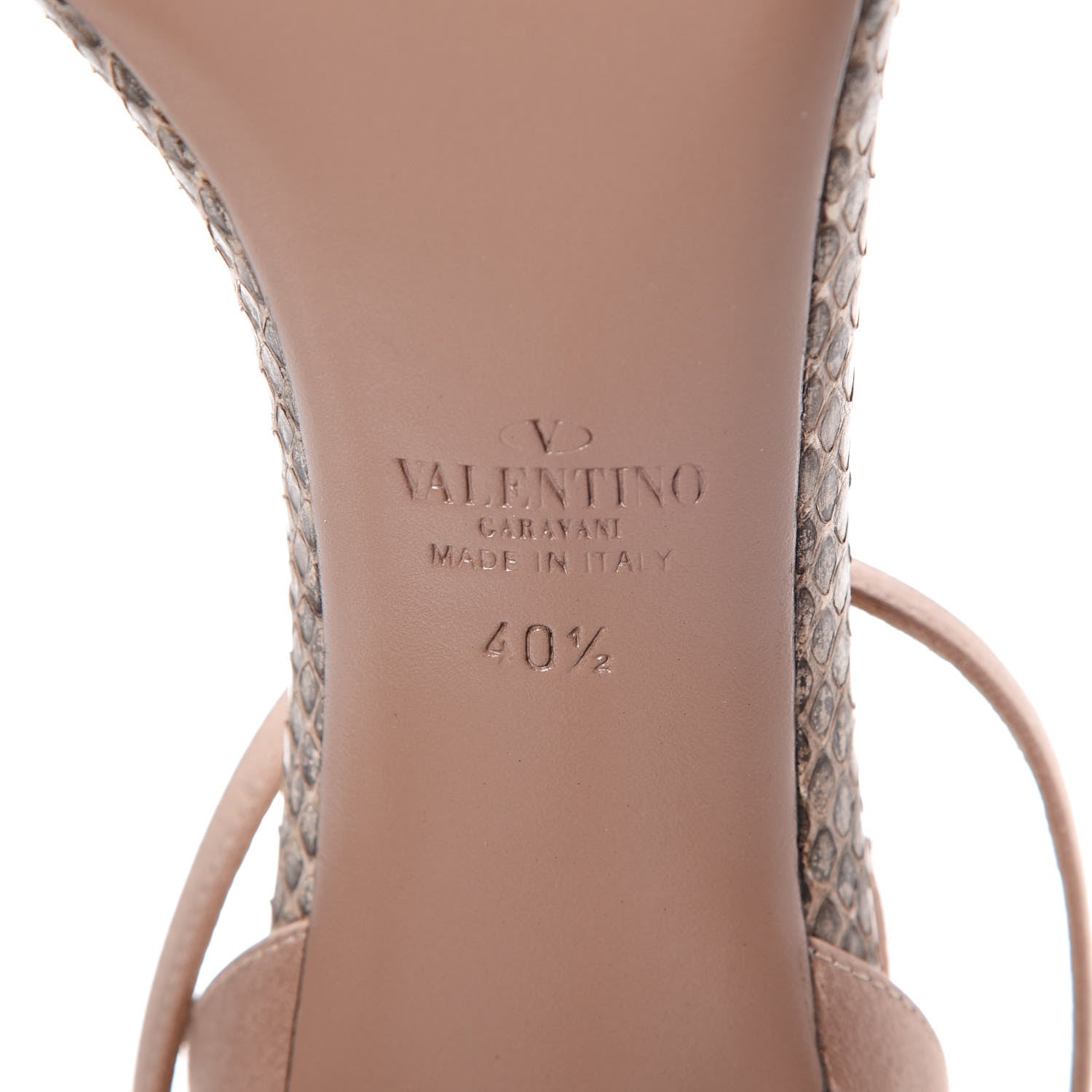 Valentino Garavani Snakeskin Satin 3D Flower Ankle Wrap Sandals 40.5 Poudre 7 of 7