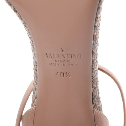 Valentino Garavani Snakeskin Satin 3D Flower Ankle Wrap Sandals 40.5 Poudre 7 of 7