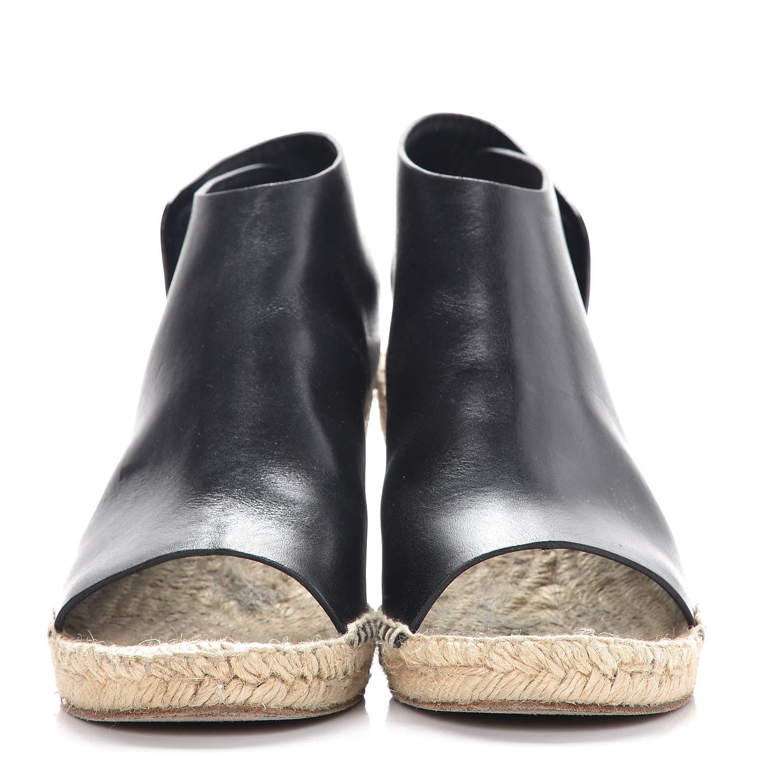 Celine Calfskin Espadrille Wedge Sandals 37 Black 2 of 13