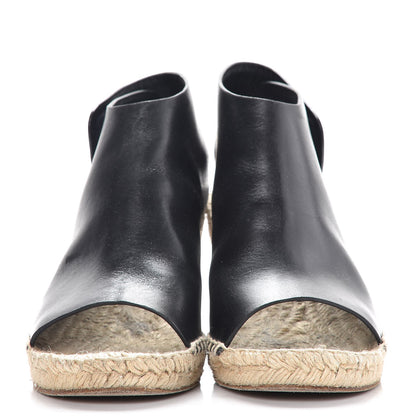Celine Calfskin Espadrille Wedge Sandals 37 Black 2 of 13