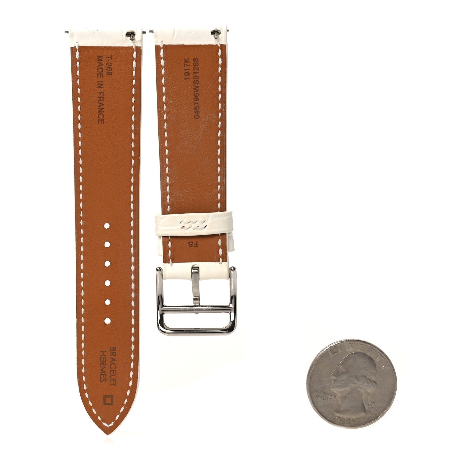 Hermes Matte Alligator Single Tour Watch Strap White 2 of 7