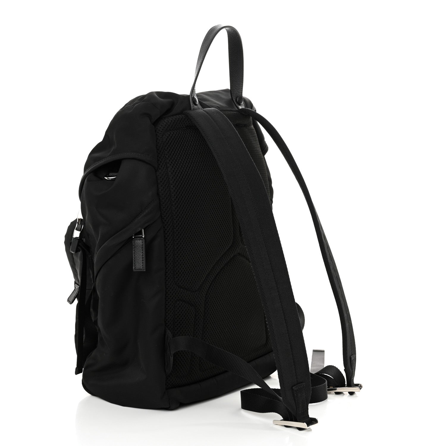 Prada Re-Nylon Saffiano Logo Double Buckle Backpack Black 3 of 12