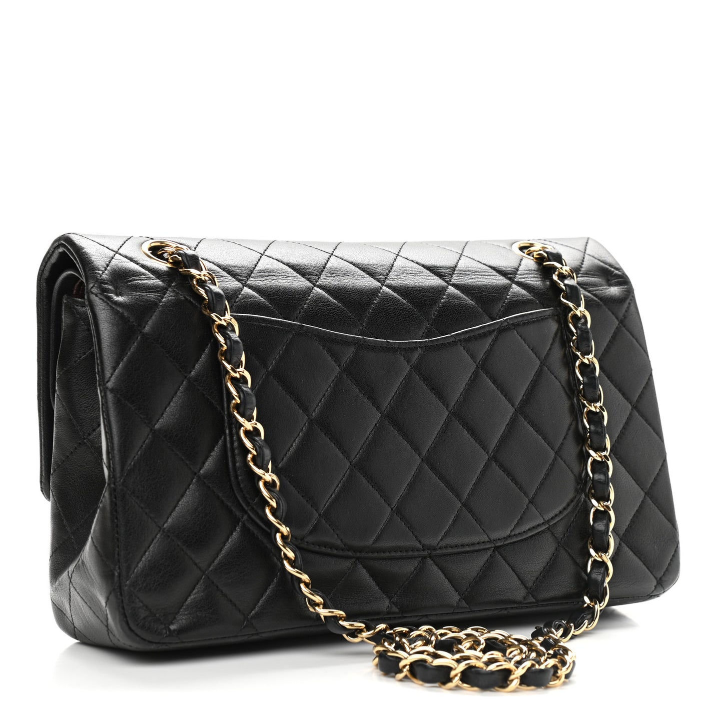 Lambskin Quilted Medium Double Flap Black