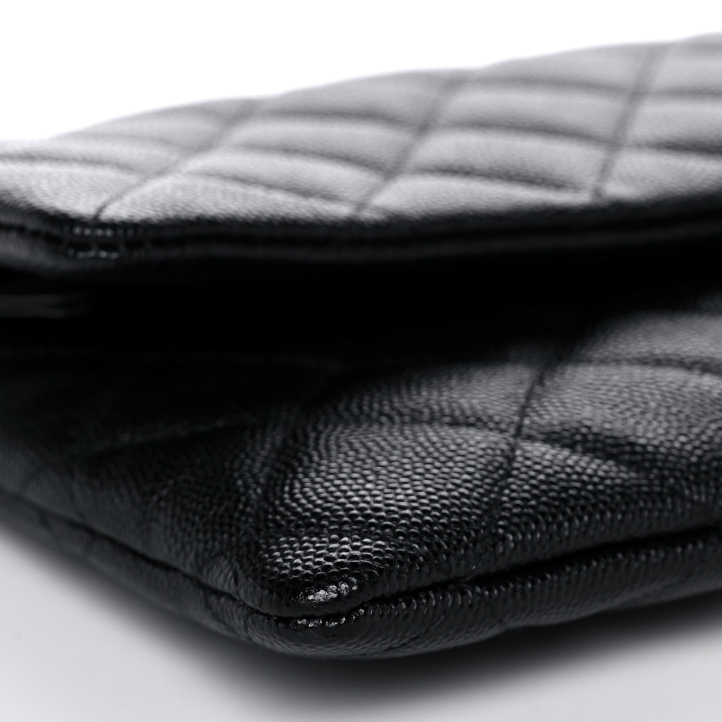 Caviar Quilted Flap Clutch Black
