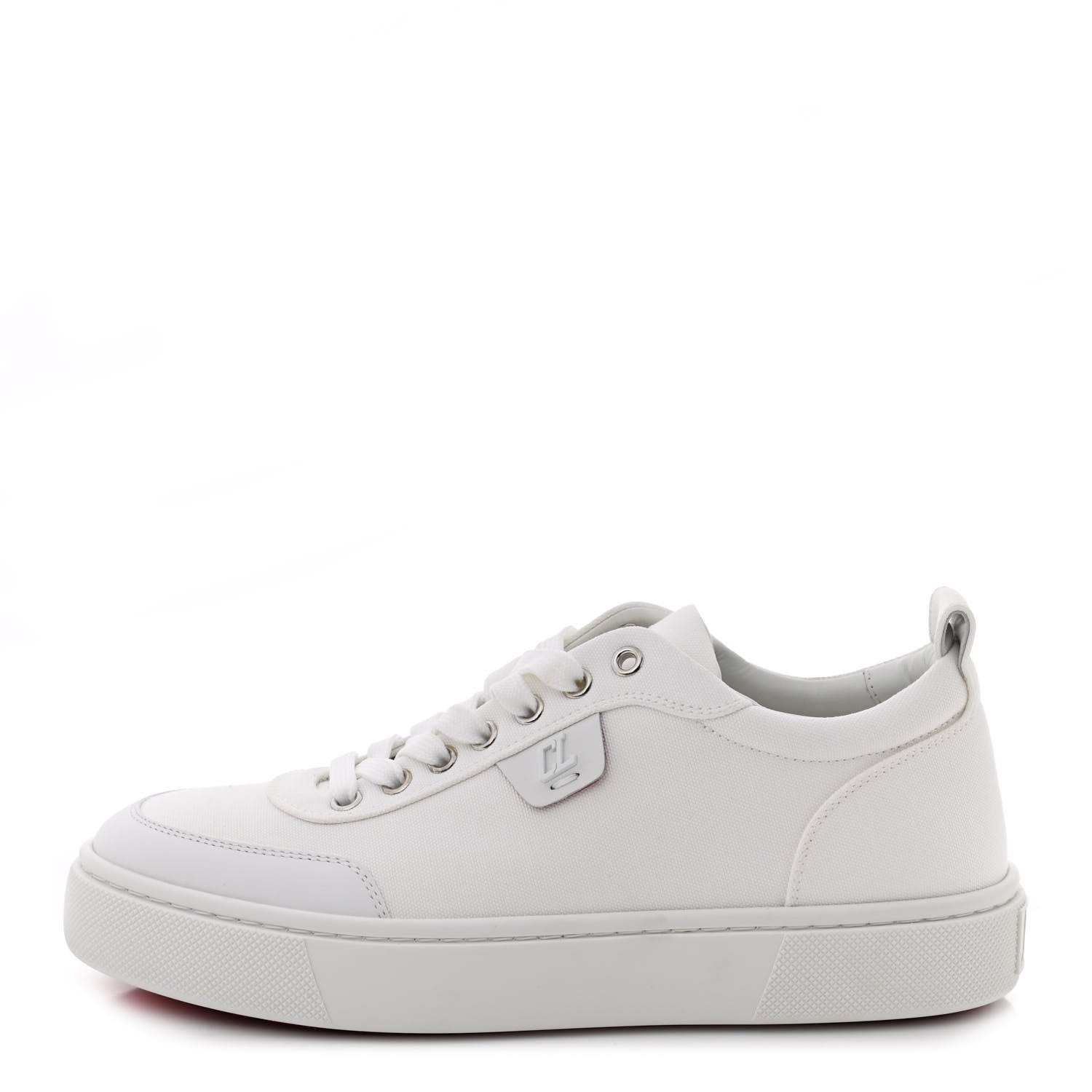 Christian Louboutin Toile Calfskin Simplerui Flat Sneakers 39.5 White 1 of 8