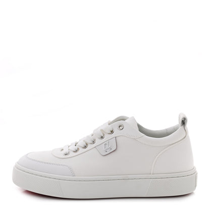 Christian Louboutin Toile Calfskin Simplerui Flat Sneakers 39.5 White 1 of 8
