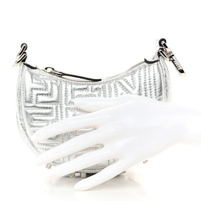 Fendi X MARC JACOBS Laminated Craquele Lambskin Nano Fendigraphy Hobo Charm Argento 2 of 11