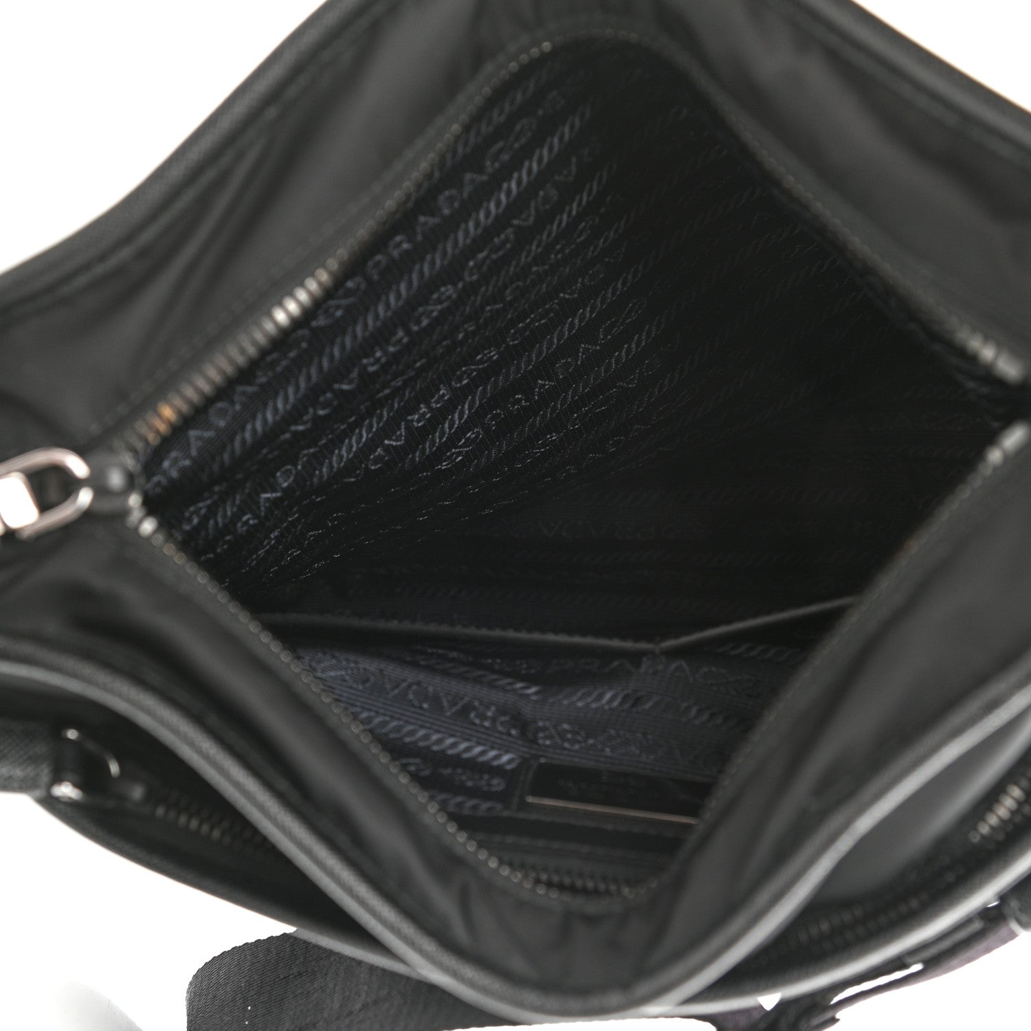 Prada Tessuto Nylon Saffiano Flat Messenger Bag Black 5 of 10