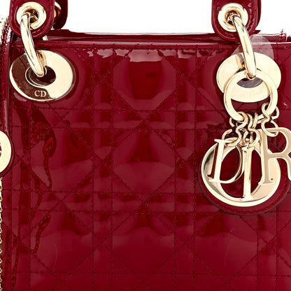Christian Dior Patent Cannage Mini Lady Dior Red 8 of 10