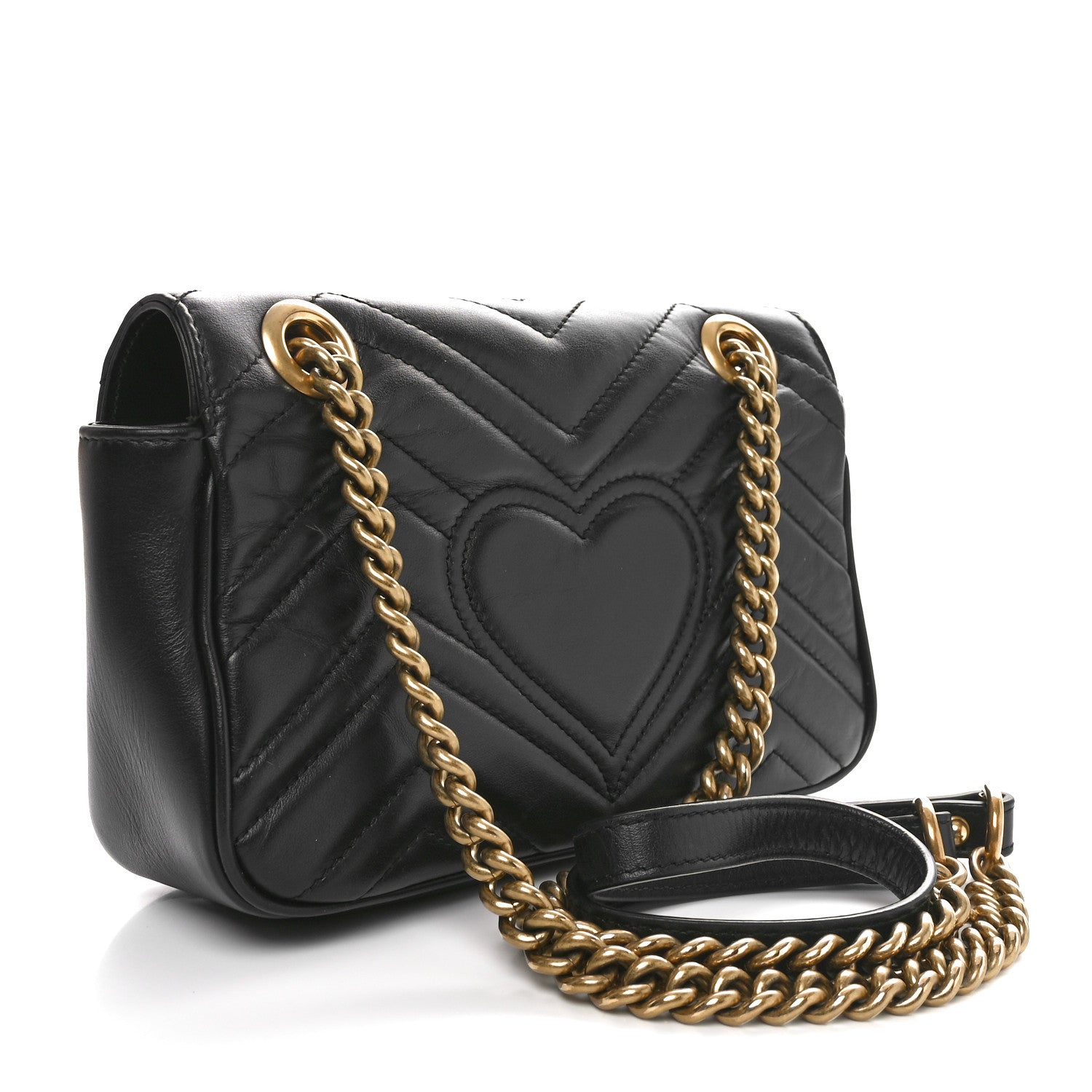 Gucci Calfskin Matelasse Mini GG Marmont Shoulder Bag Black 2 of 10