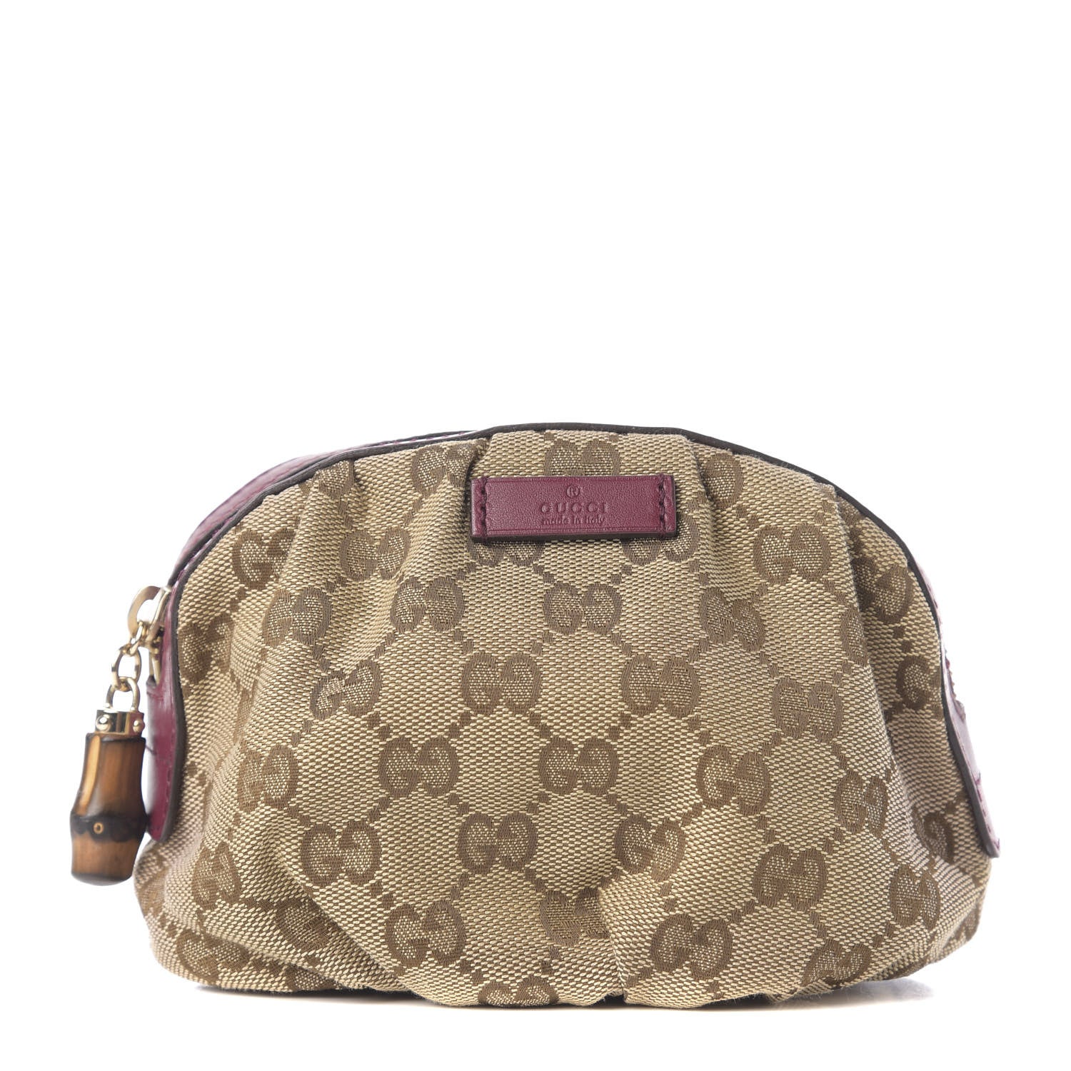 Gucci Monogram Medium Bamboo Cosmetic Case Bordeaux 1 of 9