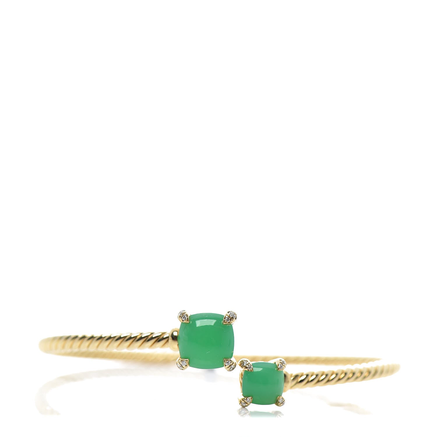 David Yurman 18K Yellow Gold Diamond Chrysoprase Chatelaine Bypass Bracelet 1 of 5