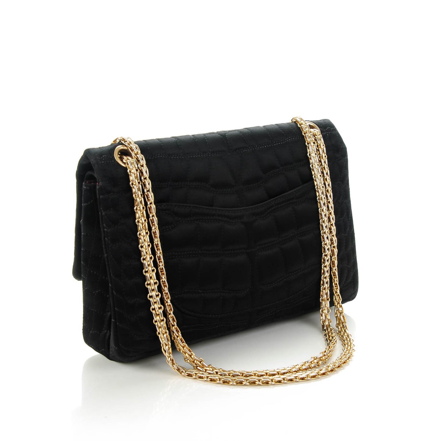 Satin Croc 2.55 Reissue 226 Double Flap Black