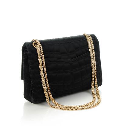 Chanel Satin Croc 2.55 Reissue 226 Double Flap Black 3 of 11