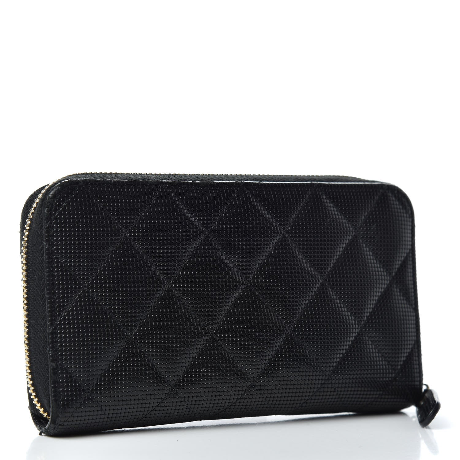 Chanel Calfskin Quilted Pixel Effect Medium Zip Around Wallet Black 3 of 8