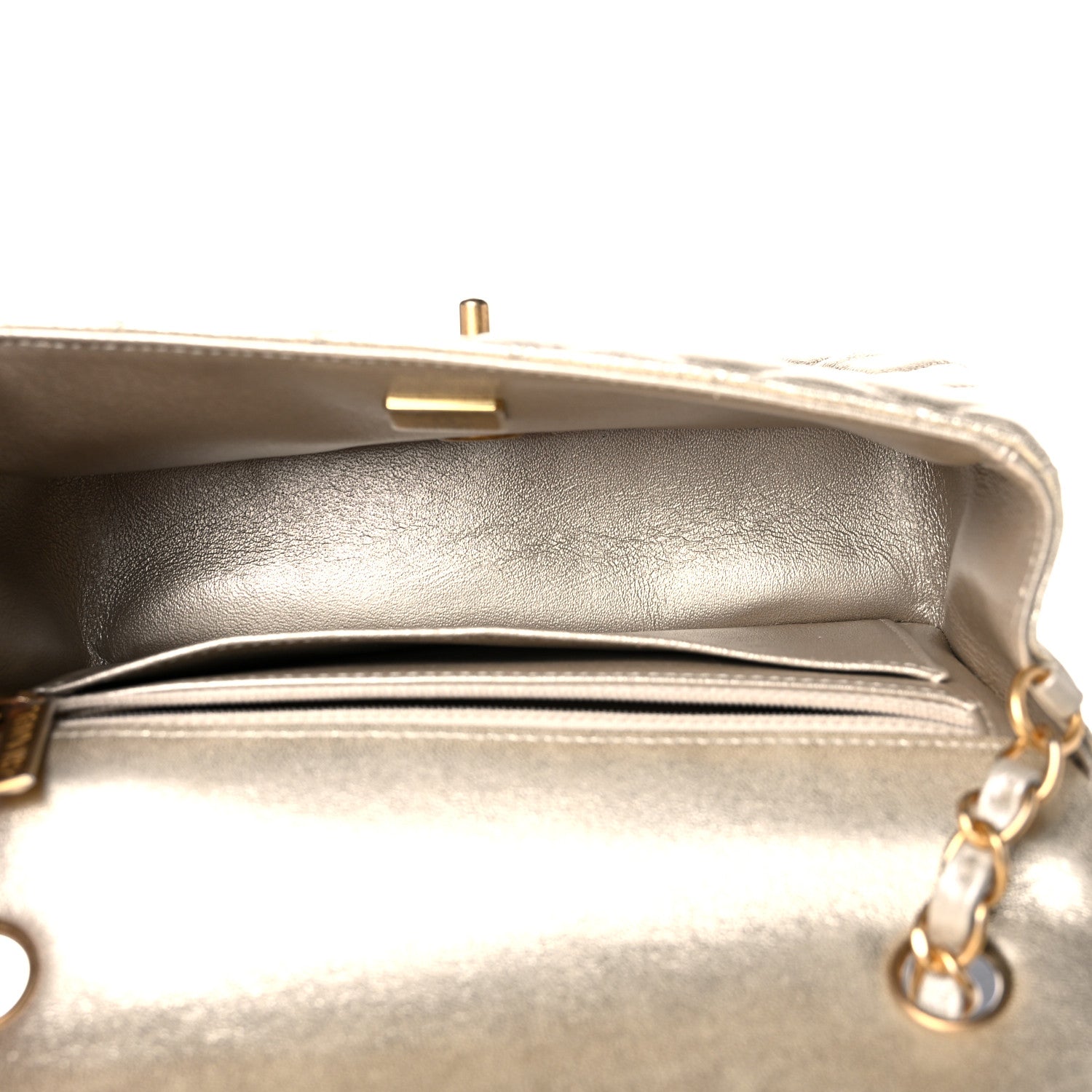 Chanel Metallic Lambskin Quilted Mini Rectangular Flap Gold 7 of 10