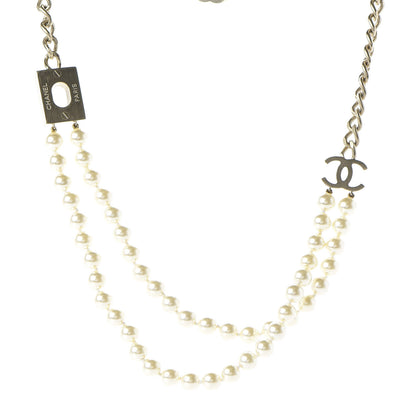 Chanel Pearl CC Double Strand Necklace Gold White 1 of 10