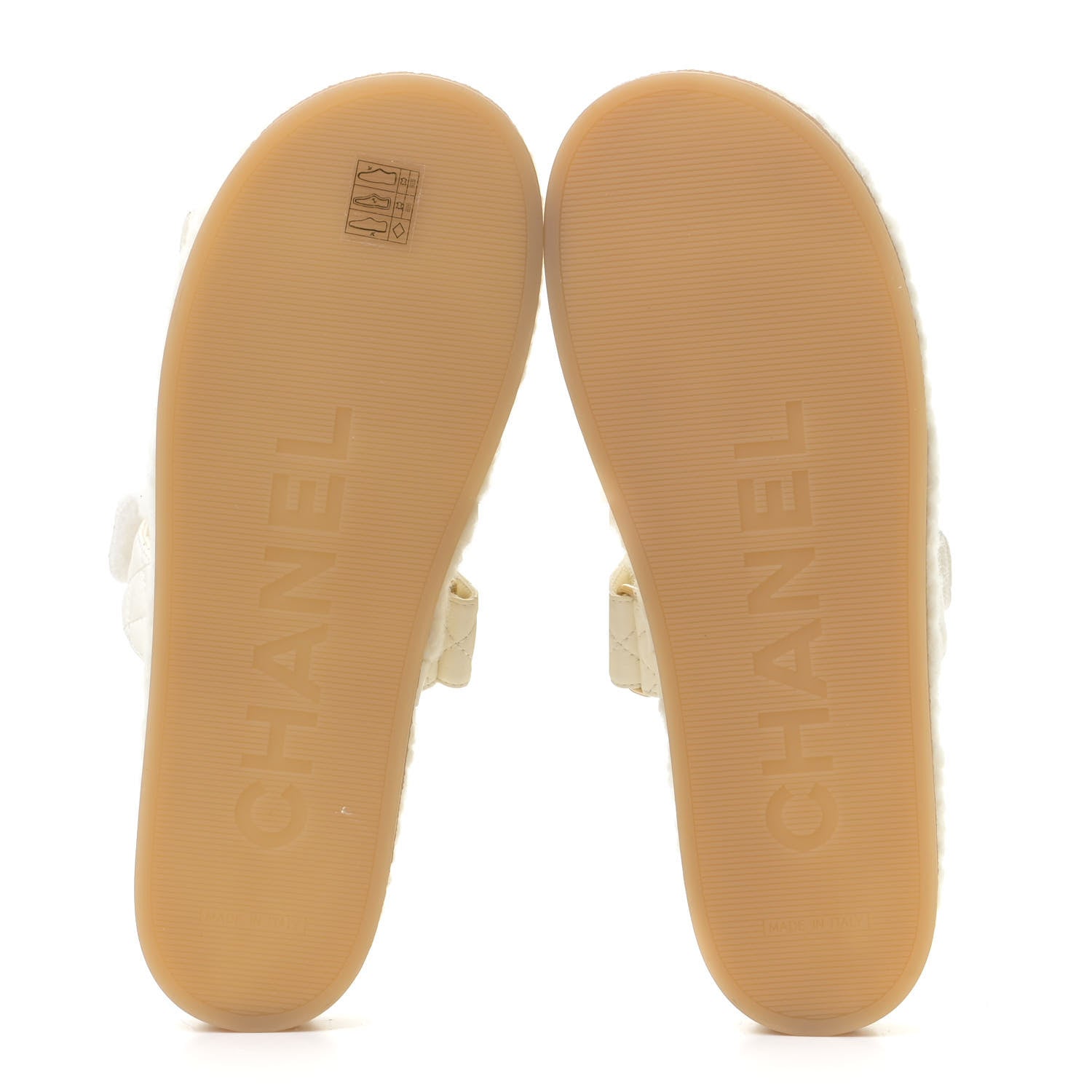 Chanel Cord Lambskin Quilted Logo Mules 42 Ivory 6 of 10