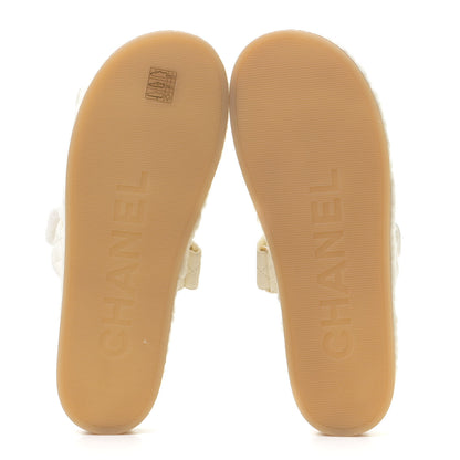 Chanel Cord Lambskin Quilted Logo Mules 42 Ivory 6 of 10