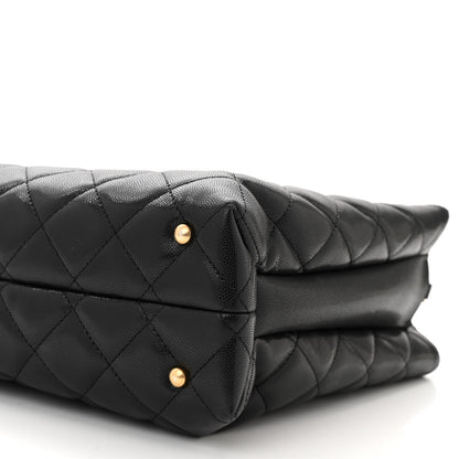 Chanel Shiny Caviar Quilted Chain Handle Shopping Tote Black 11 of 12