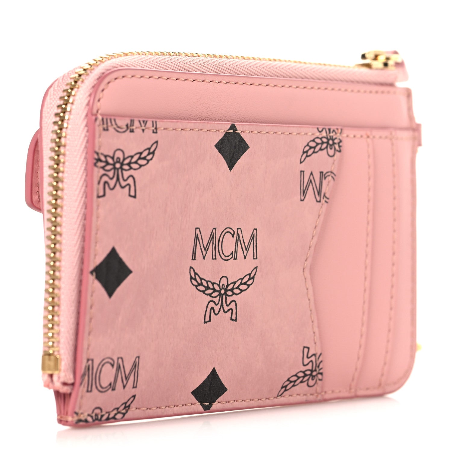 MCM Visetos Tracy Zip Card Case Soft Pink 1839047 – FASHIONPHILE
