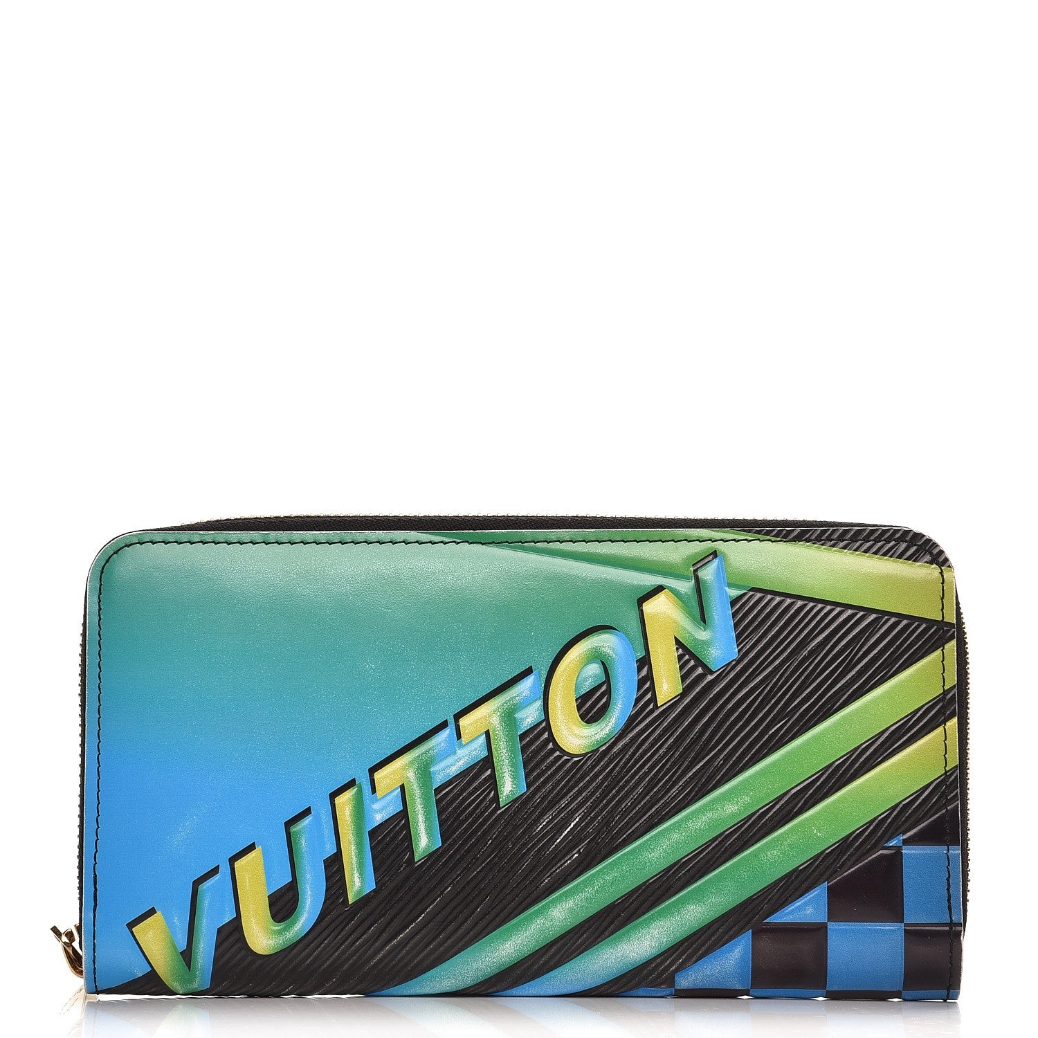 Louis Vuitton Epi Damier Race Zippy Wallet Blue Vert 1 of 9