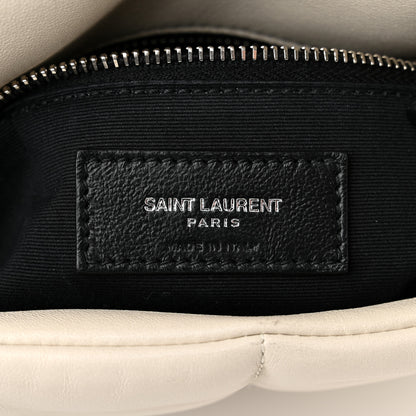 Saint Laurent Lambskin Quilted Medium Loulou Puffer Monogram Chain Satchel Blanc Vintage 6 of 11