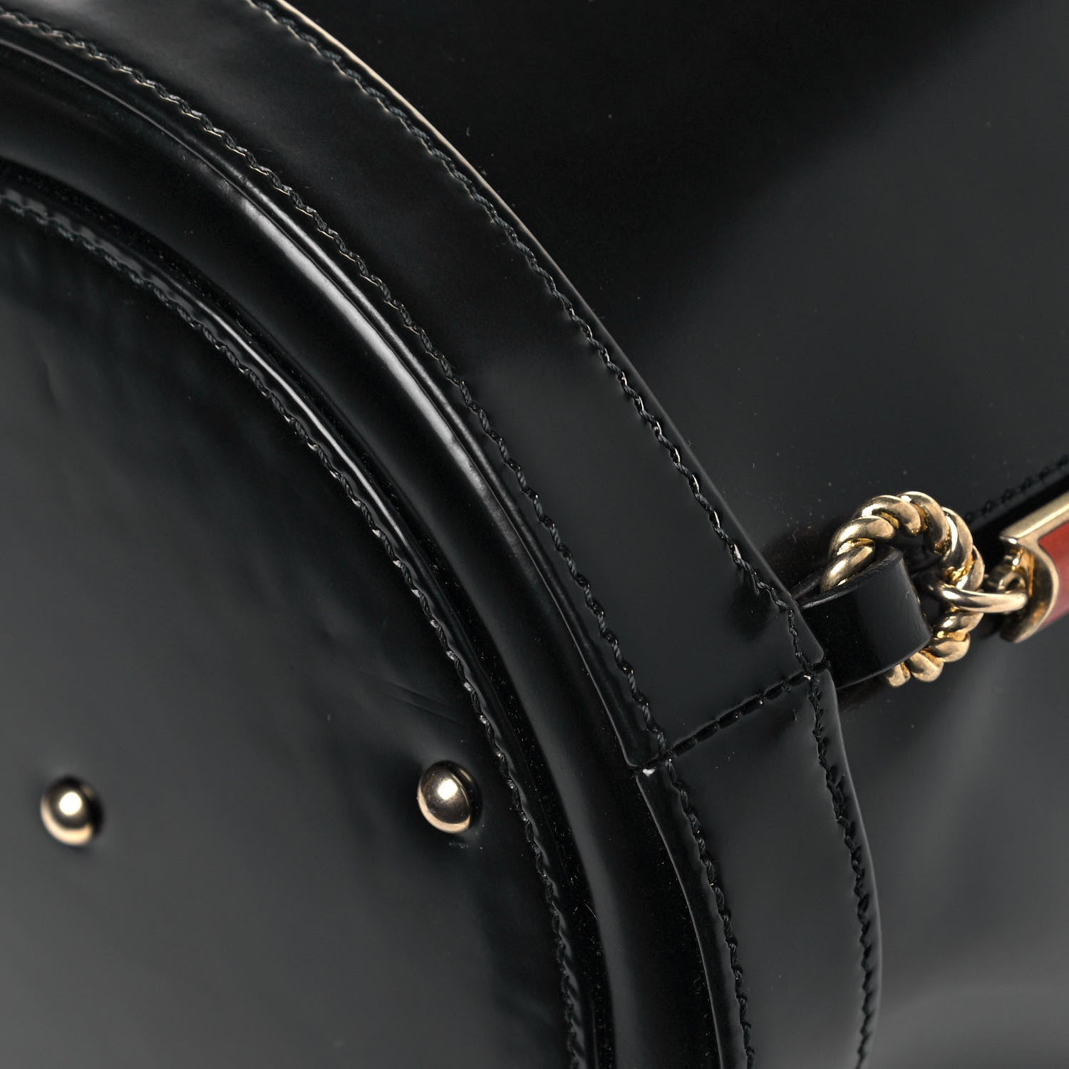 Gucci Lambskin Vinyl Enamel Mini Bucket Bag Black Ruggine 10 of 11
