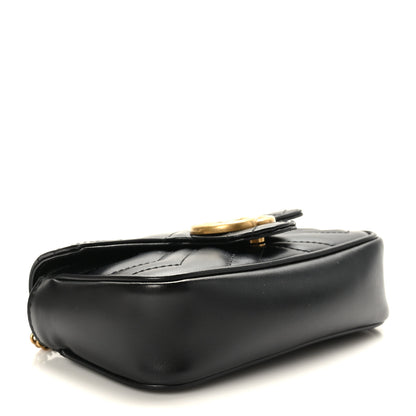 Gucci Calfskin Matelasse Super Mini GG Marmont Shoulder Bag Black 4 of 10