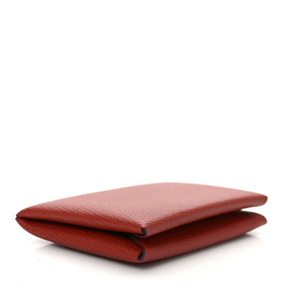 Hermes Epsom Calvi Card Case Rouge Venetian 4 of 7