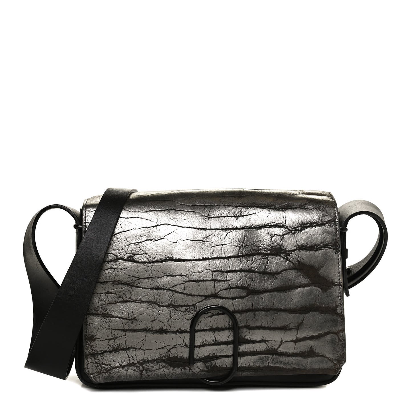 Metallic Calfskin Alix Crossbody Bag Black Gunmetal