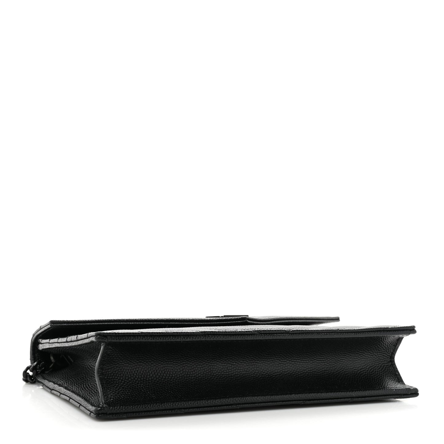 Grain De Poudre Matelasse Chevron Monogram Monochrome Envelope Chain Wallet Black