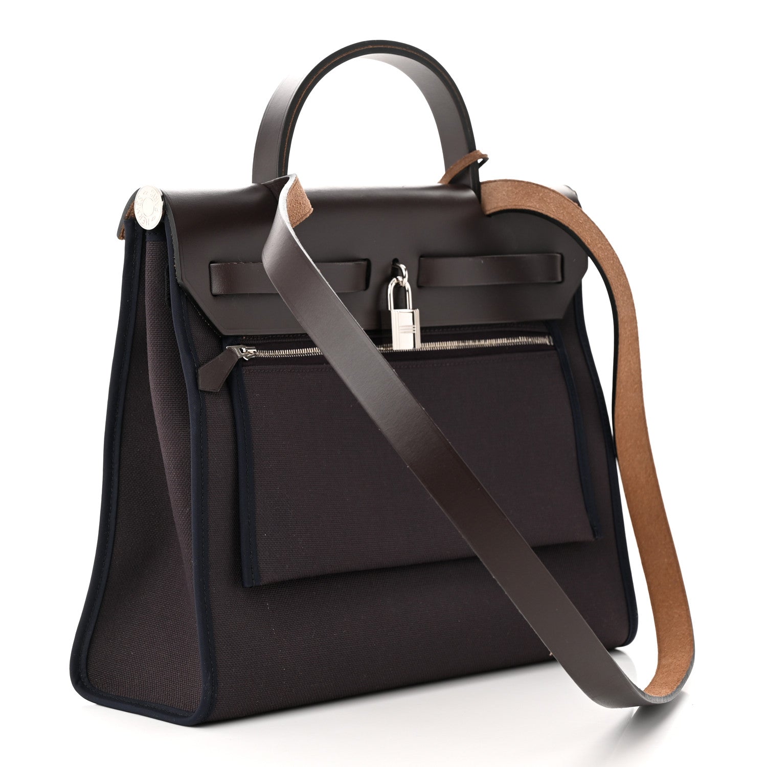 Hermes Military Toile Vache Hunter Herbag Zip PM 31 Prune Noir Marine 4 of 14