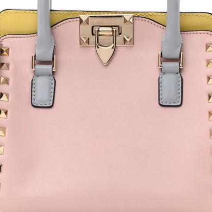 Valentino Garavani Vitello Watercolor Mini Rockstud Double Handle Tote Rose Green Yellow Sky 10 of 13