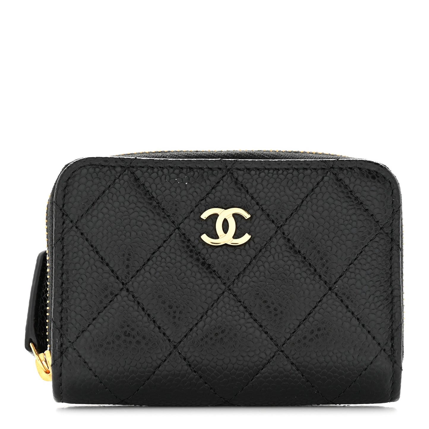 Caviar Quilted Zip Coin Purse Black