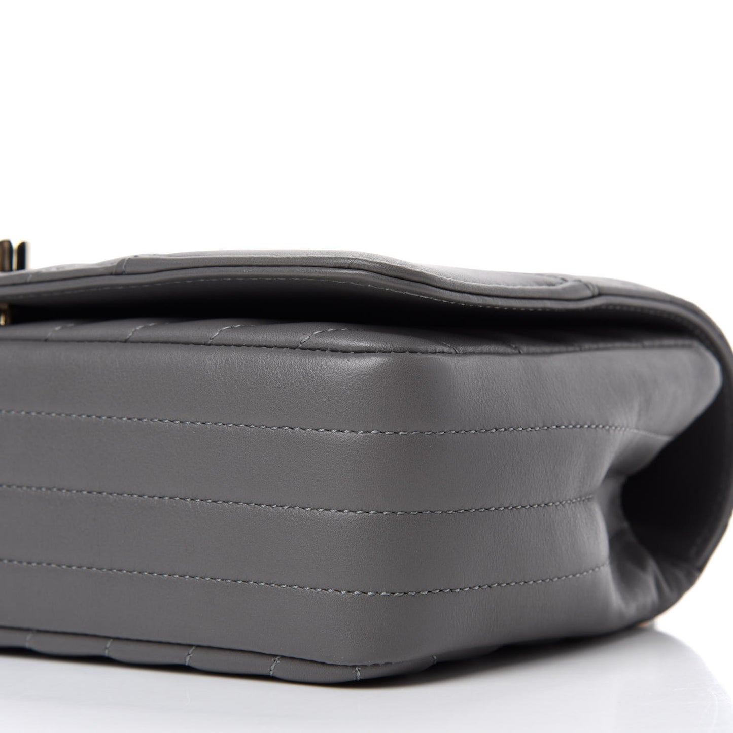 Calfskin Chevron Quilted Mini Statement Flap Grey